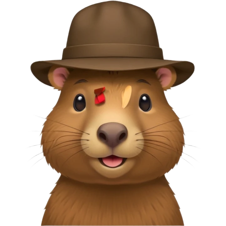 Capibara with a hat on the corner of his head emoji