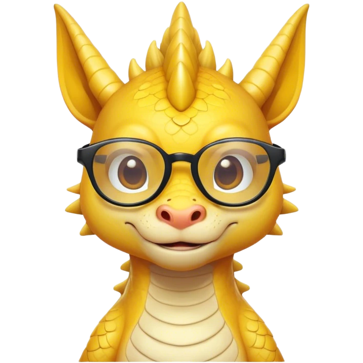 A cute asain yellow dragon, with cool glasses emoji
