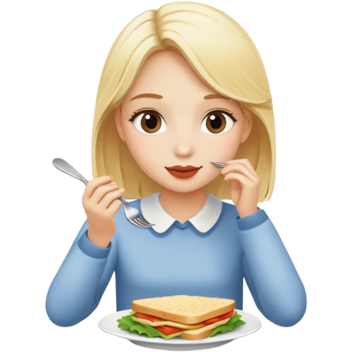 blonde girl having lunch emoji