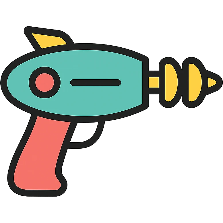 sleek modern raygun icon with color outlines emoji
