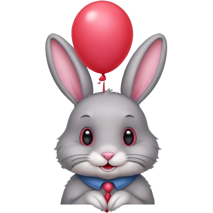 Gray rabbit holding balloon and smiling.










 emoji