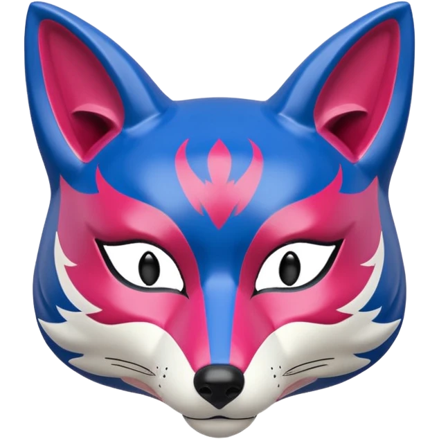 Red, blue and pink fox mask emoji