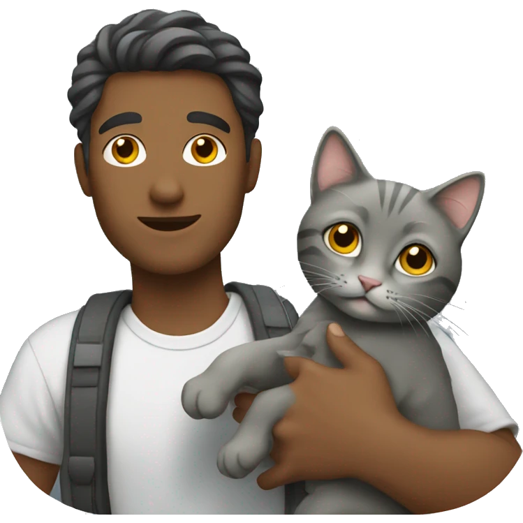 Guy holding grey cat emoji