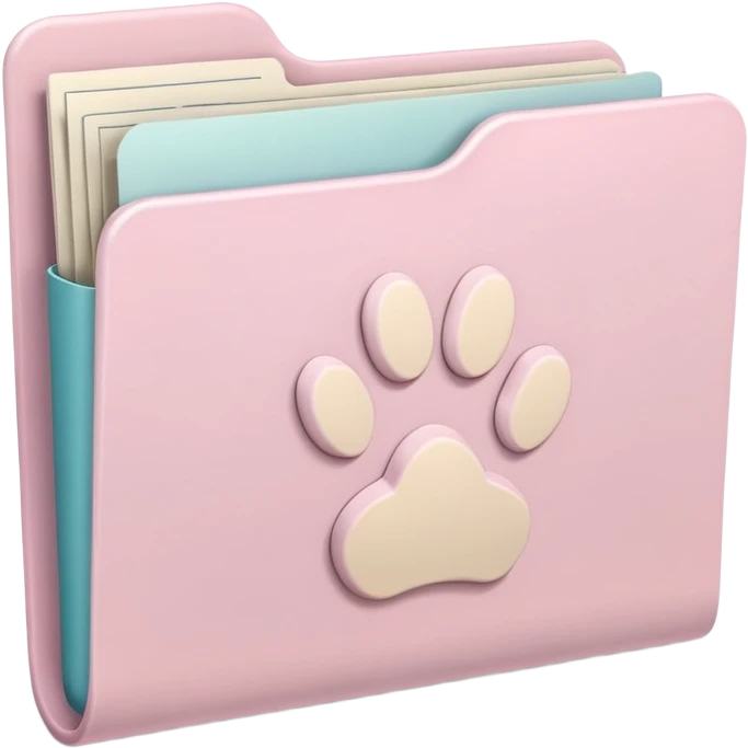 a pastel folder of documents with a pawprint on it emoji