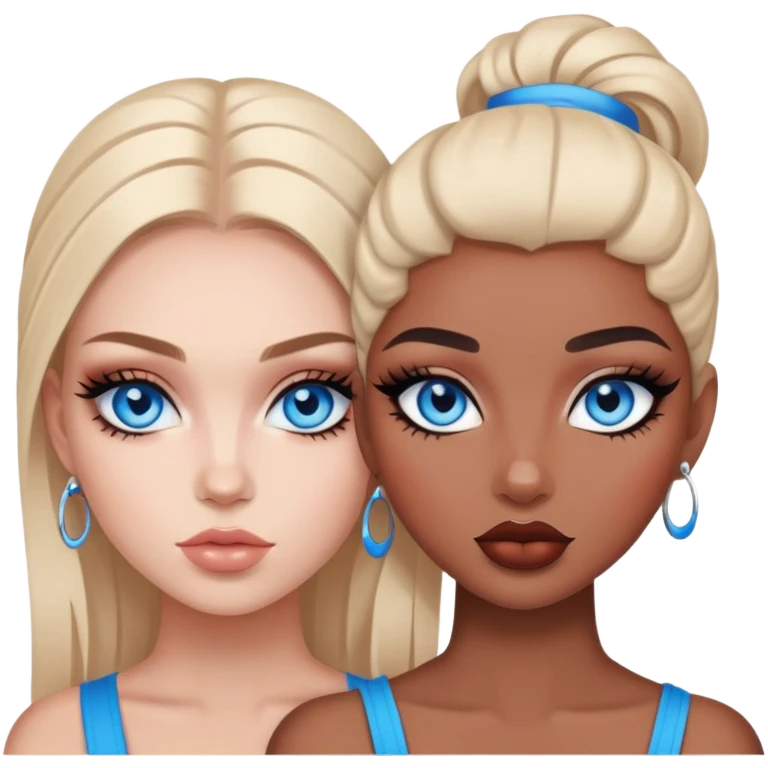 Boujy baddie best friends blue eyes, trendy makeup emoji