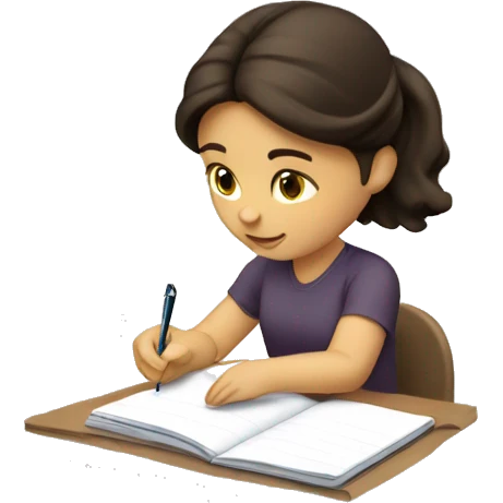 Brunette writing in notebook emoji