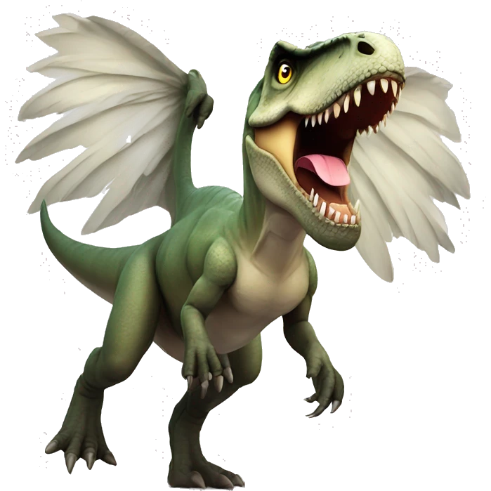T. rex with angel wings and halo emoji