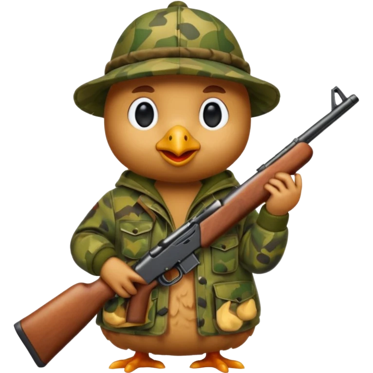 Emoji Chicken dressed as an hunter emoji