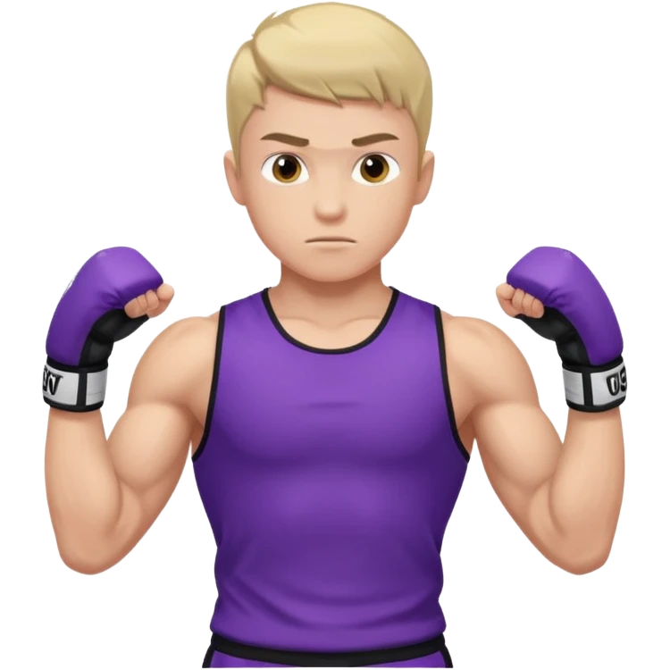 now make a boy whose white in purple kickboxing full shirt emoji