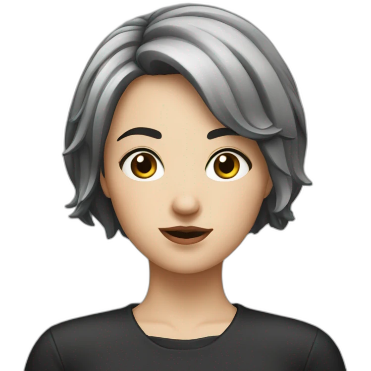 Weird and pretentious European girl with black mid short hair emoji