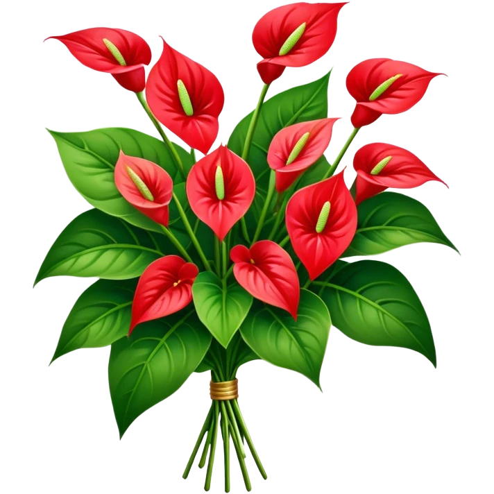 luxuriant, big bouquet Anthurium, stem, leaf emoji