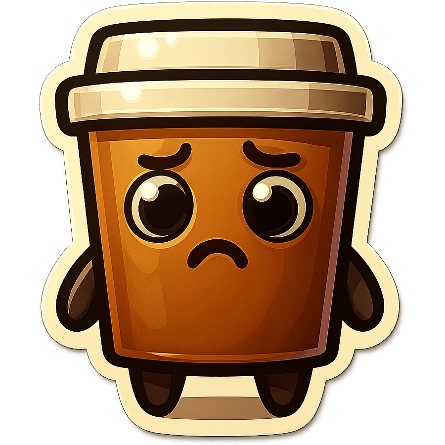 Tall coffee cup, confused emoji
