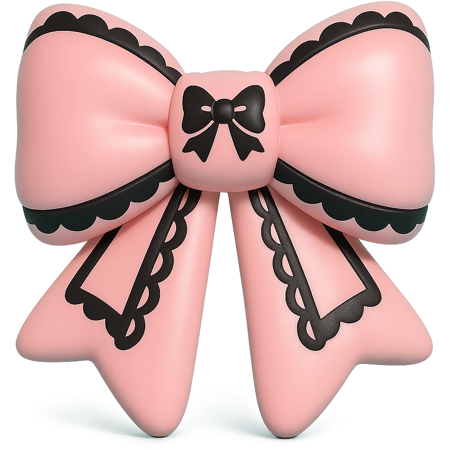 pink gothic bow in gothic style, vinyl figure, with lace and dark accents emoji