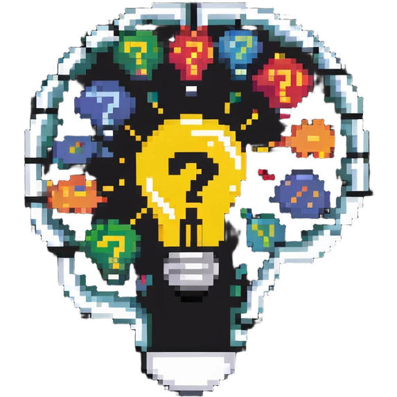 brain with question marks and lightbulb, representing inquisitive thinking emoji
