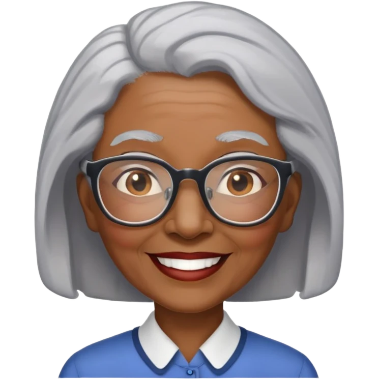 Elderly black woman teacher with gray hair and glasses emoji