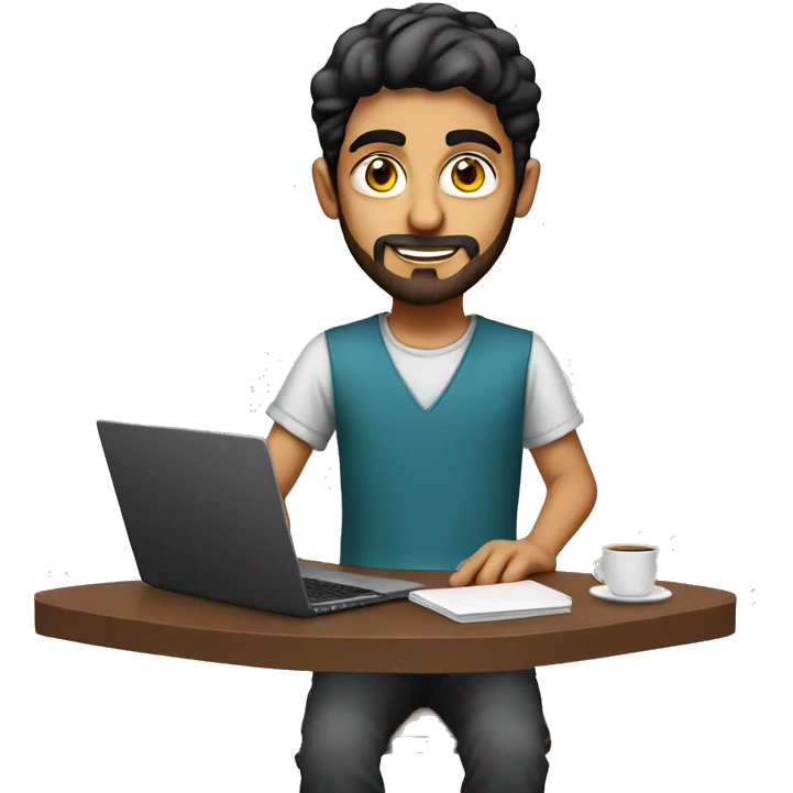 Graphic Designer arab boy with laptop emoji