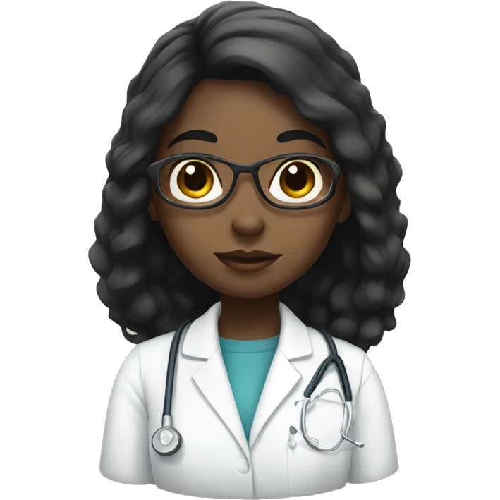 Black hair girl with white skin studying medicine emoji