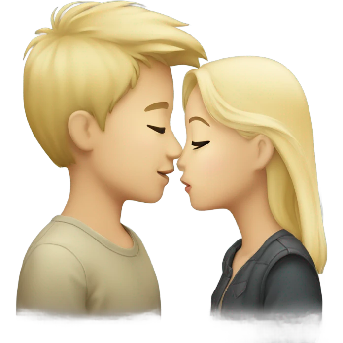 asian girl kiss blonde boy emoji