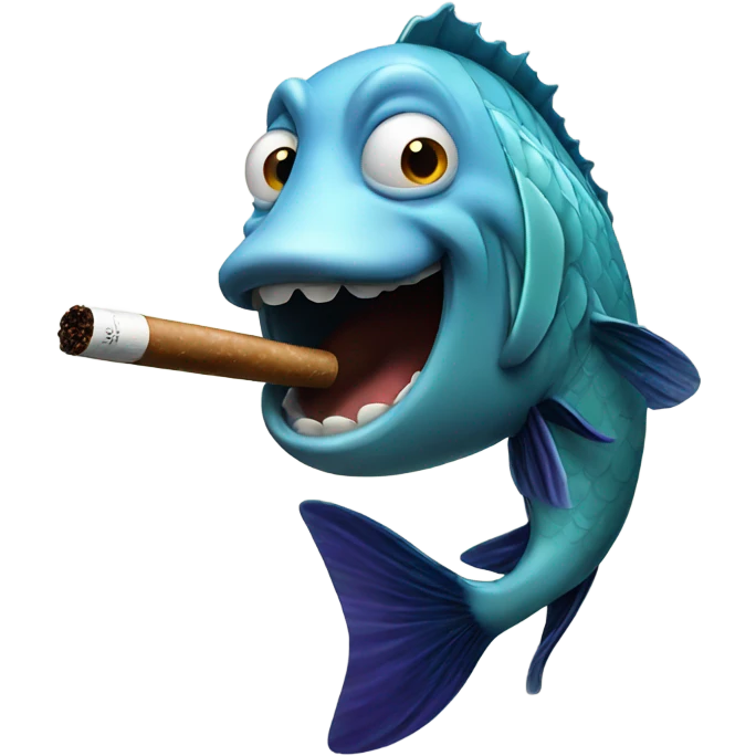 Fish smoking cigar emoji