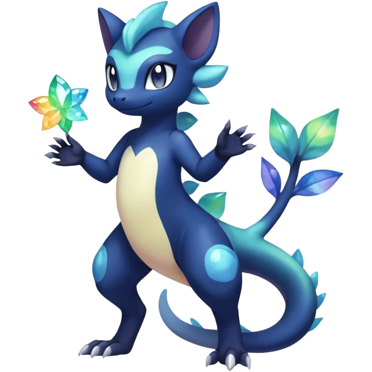 Rainbow crystalic Shiny pastel Nebulae Salandit-Meowstic-Noibat-Fakémon-hybrid-creature (full body)  emoji