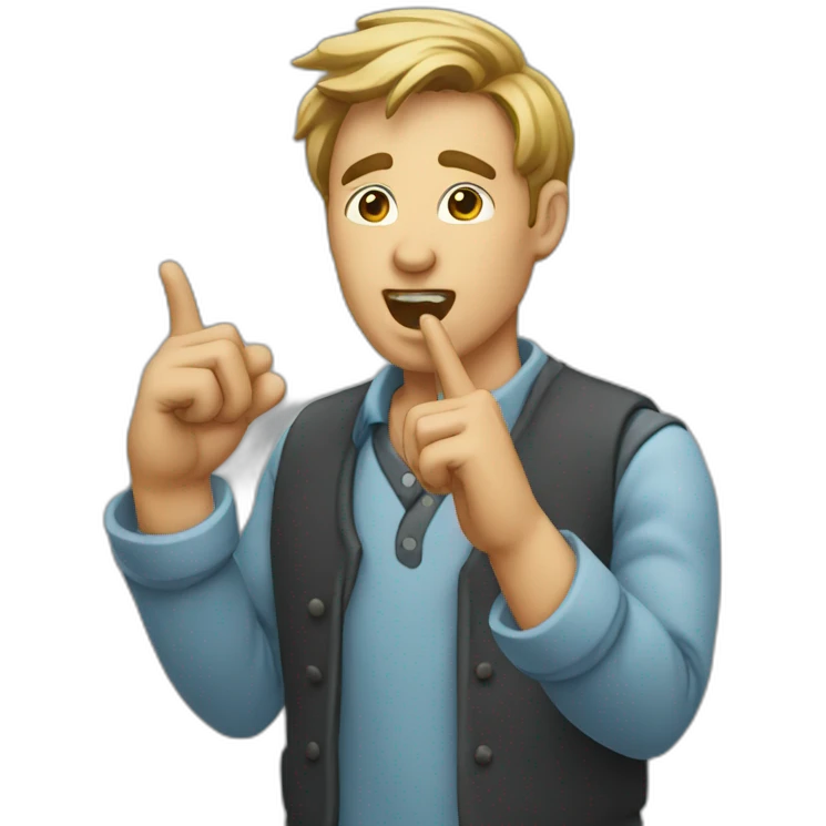 A man doing mewing pointing with his finger  emoji