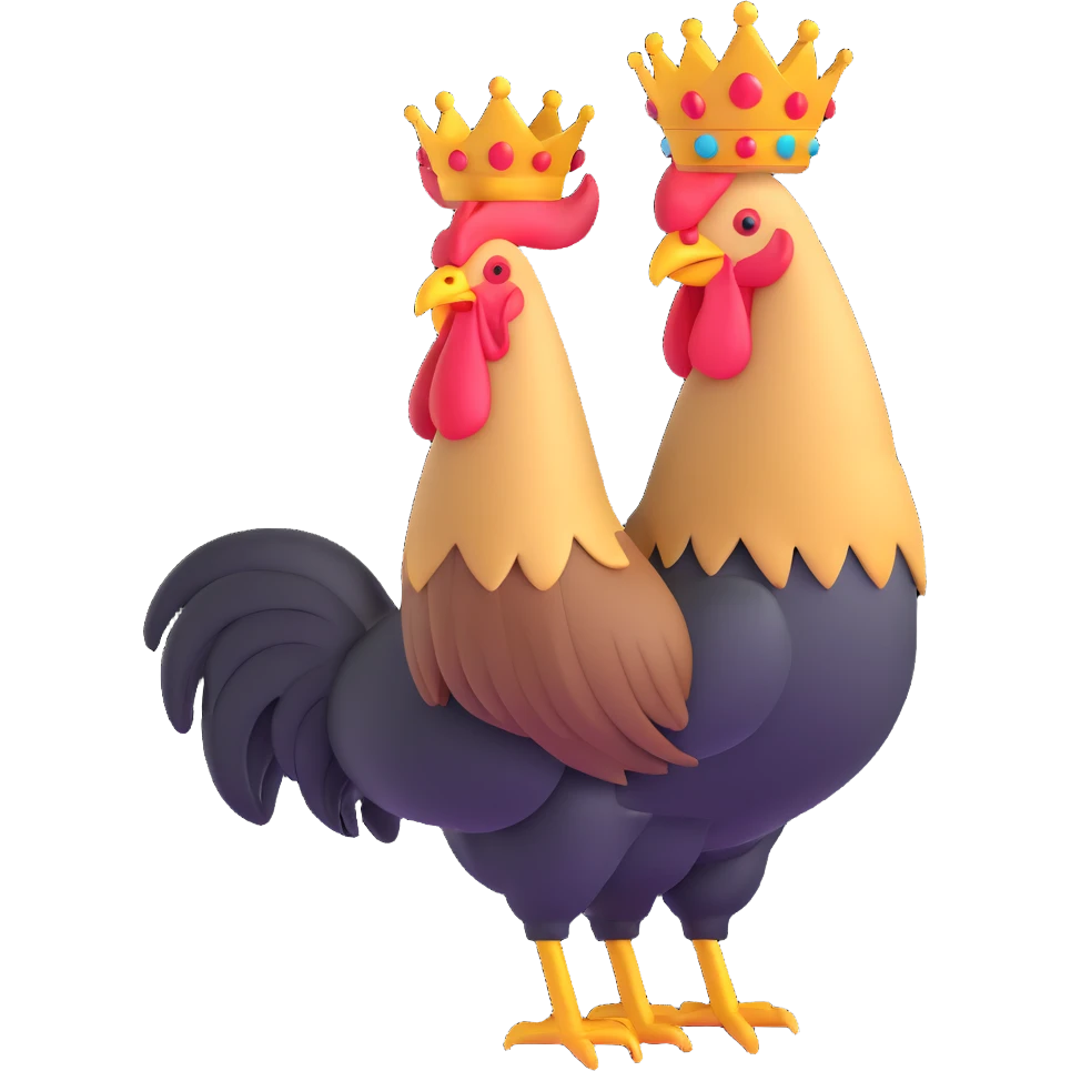 rooster with a golden crown emoji