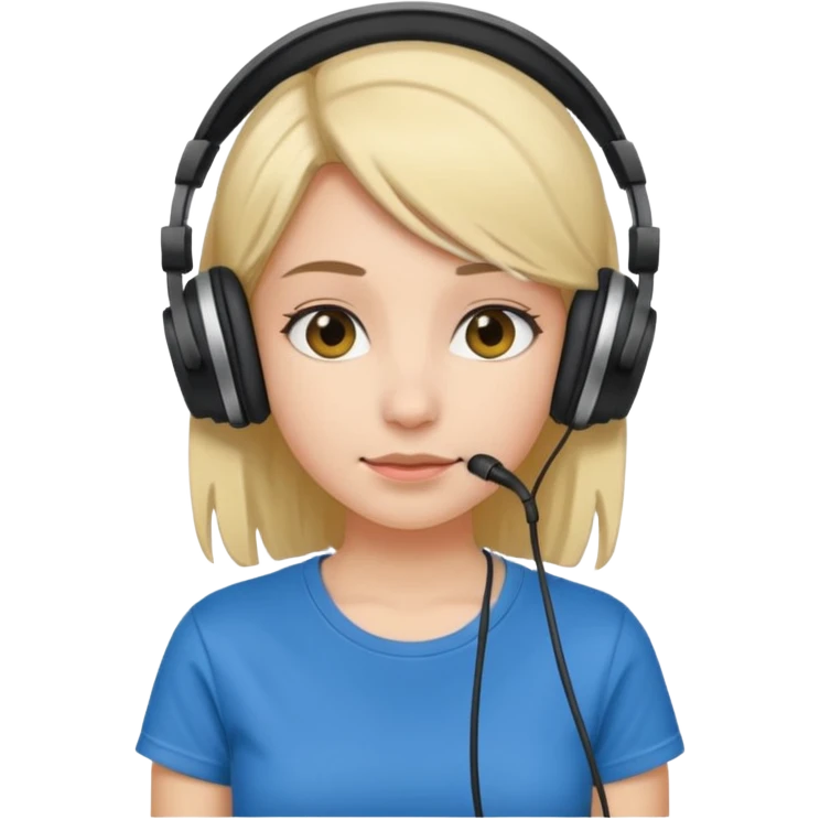 Female, shy, wearing headphone having mic, t-shirt 


 emoji
