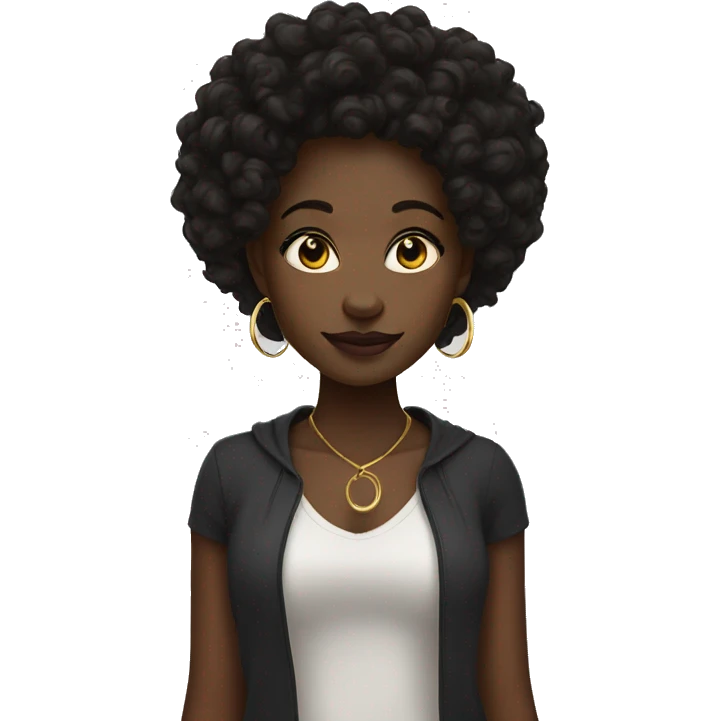 black girl with dark curly hair and gold hoop earrings  emoji