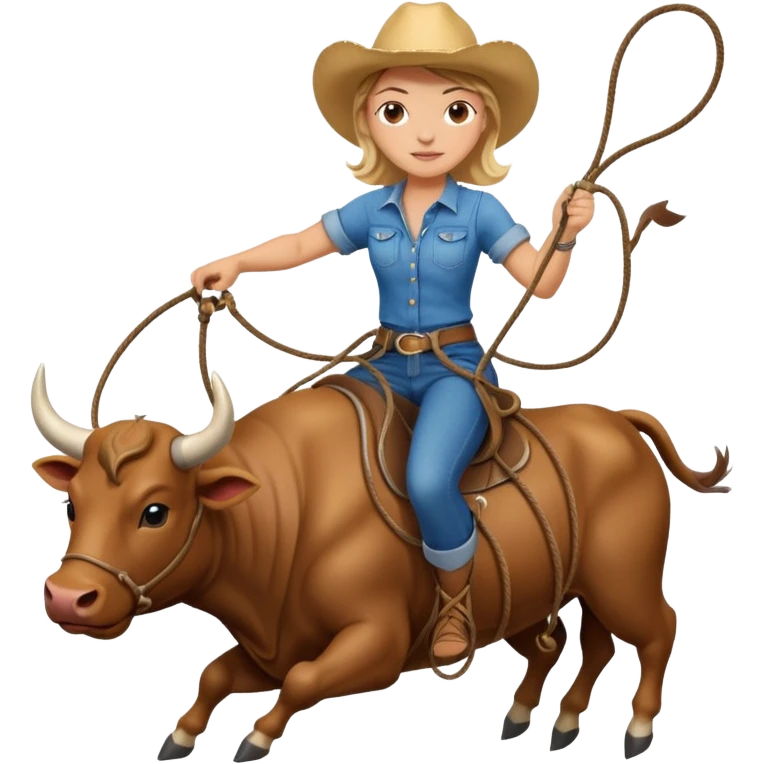 girl riding a bull with a lasso emoji