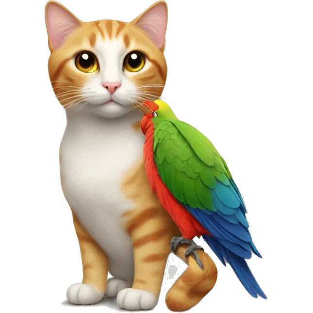 Cat with a parrot on its back  emoji