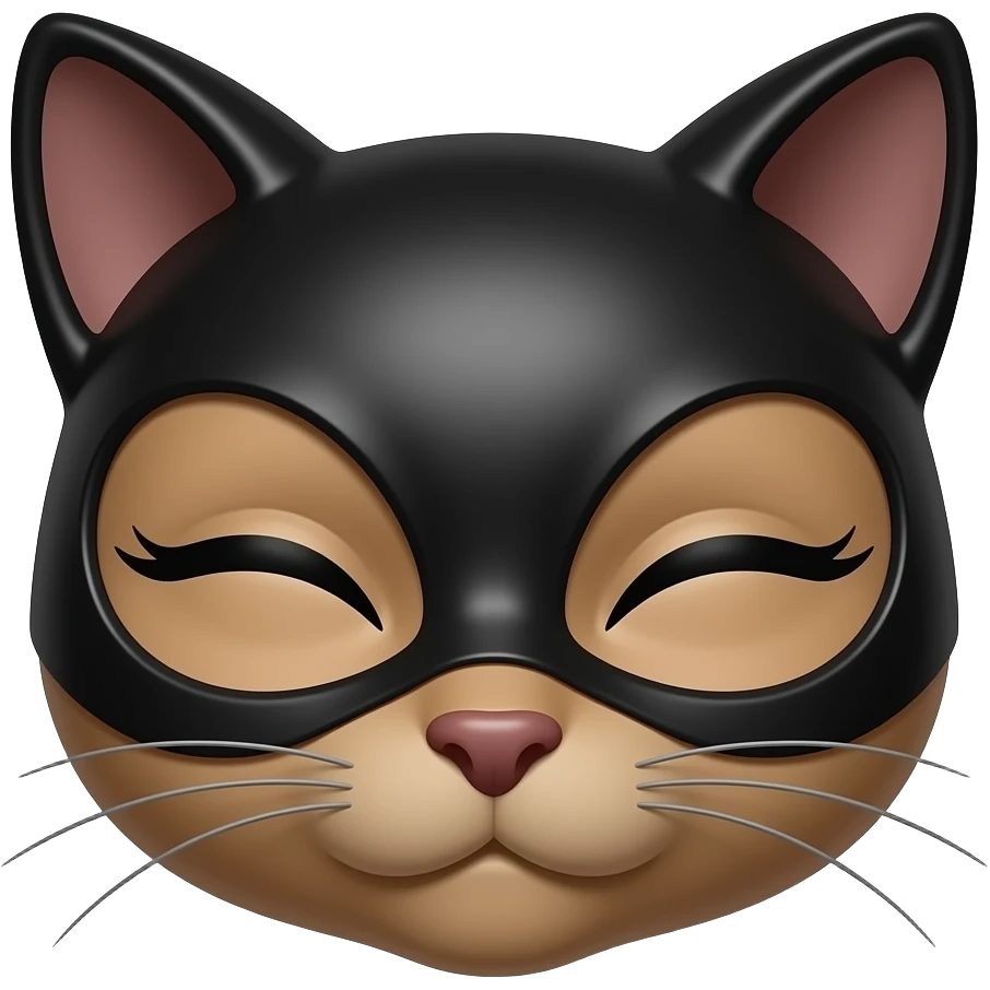 Only show the head A brown cat that looks like Cat woman with long lashes emoji