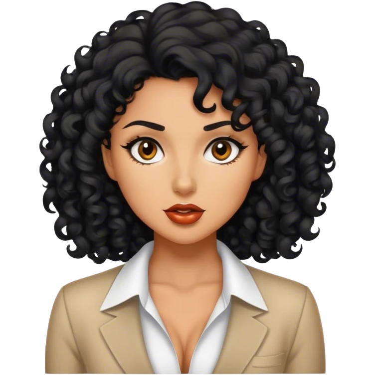 Girl boss,skin brunnette,curly black, and sexy  emoji