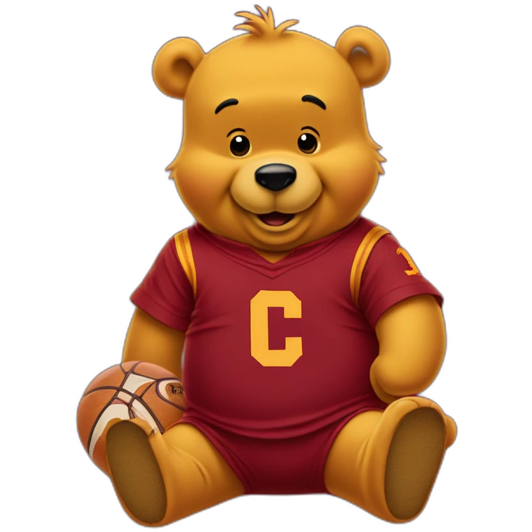 Winnie-the-Pooh wearing red cleveland cavaliers jerssey emoji