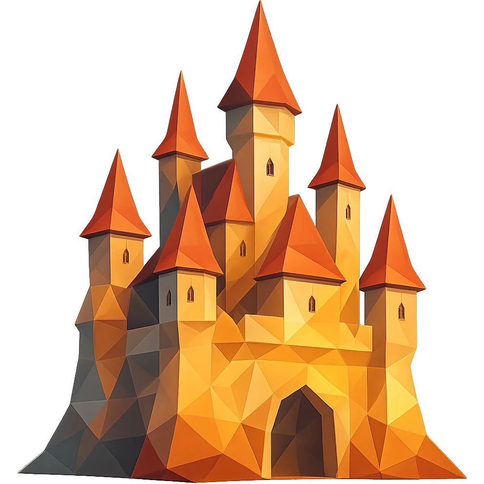 brilliant castle polygonal low-poly style emoji