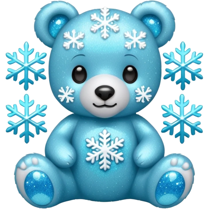 glitter bear with cyan snowflake emoji