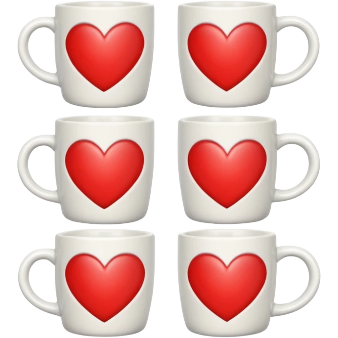 mugs with heart symbol emoji