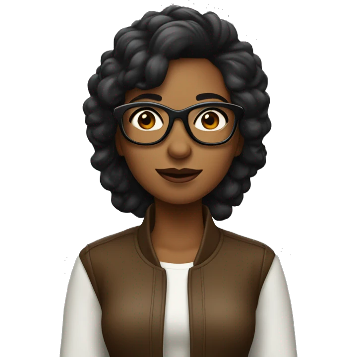 Mujer negra con gafas,pelo corto negro y cantando emoji