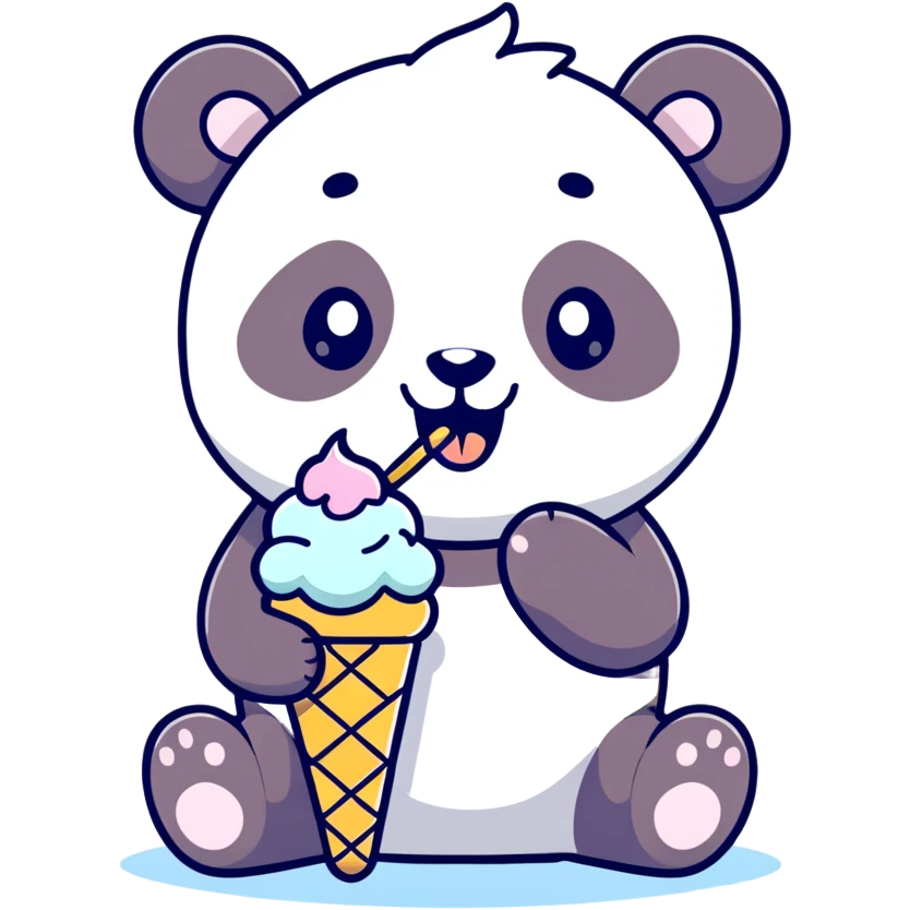 Panda eating ice cream emoji
