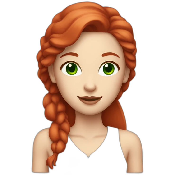 white skin red hair green eyes woman holding meat emoji