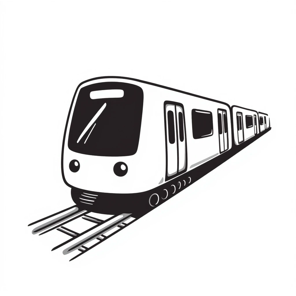 a black and white doodle of a subway train emoji