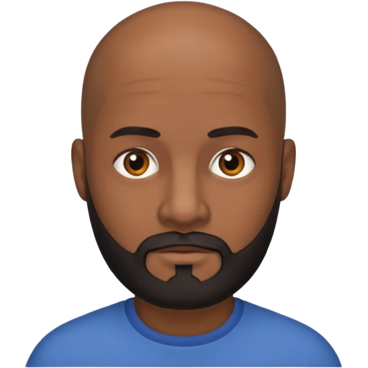 Dark Medium skin bald man with medium black beard emoji