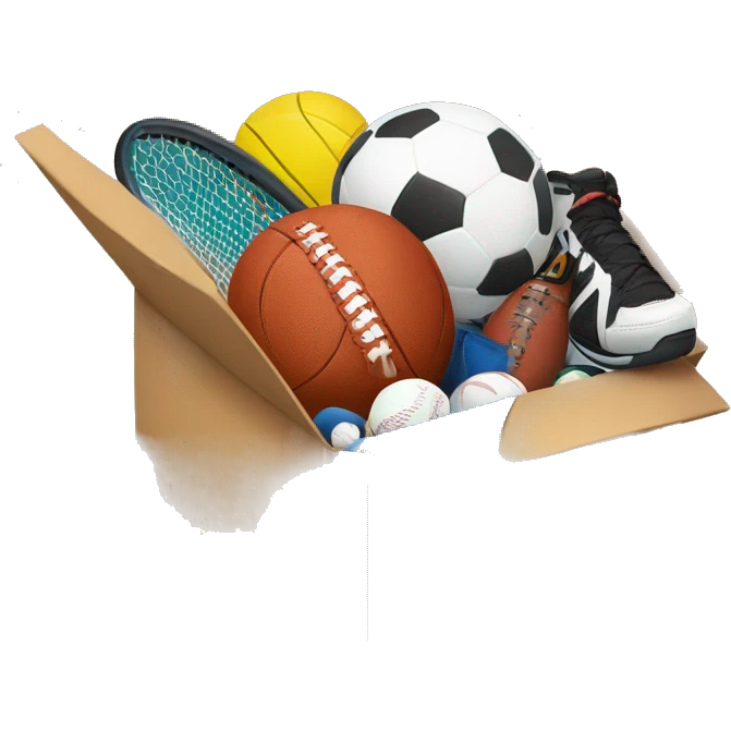 a lot of sports equipment in a box  emoji