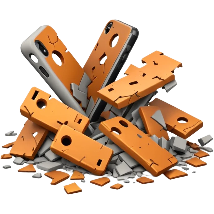 3D iPhone style emoji of debris and ruins, broken pieces of concrete and metal scattered, chaotic structure, isolated on white background, soft shadows, high detail, playful and cute. emoji