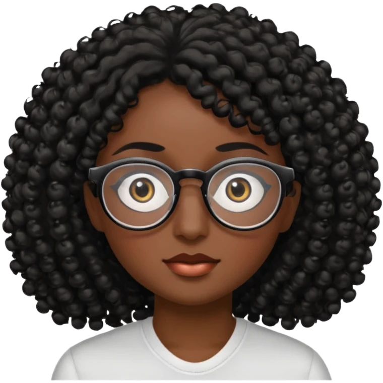 Visage avec les cheveux bouclés noir et des lunettes et des yeux zoomer emoji
