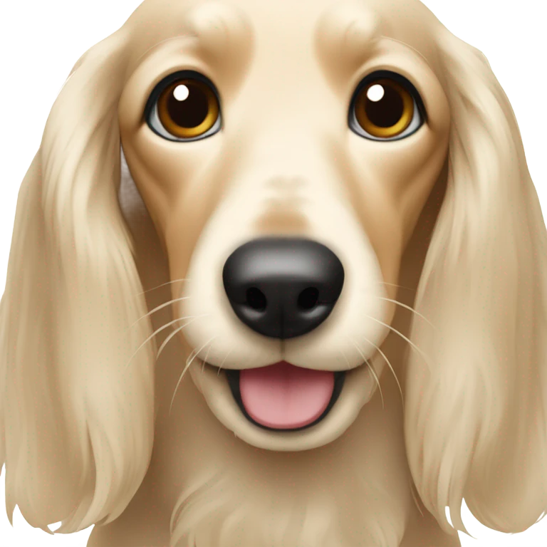 Long haired cream mini daschound emoji