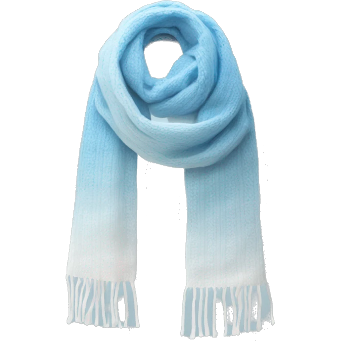 Realistic pastel blue to white ombre  winter scarf isolated. emoji