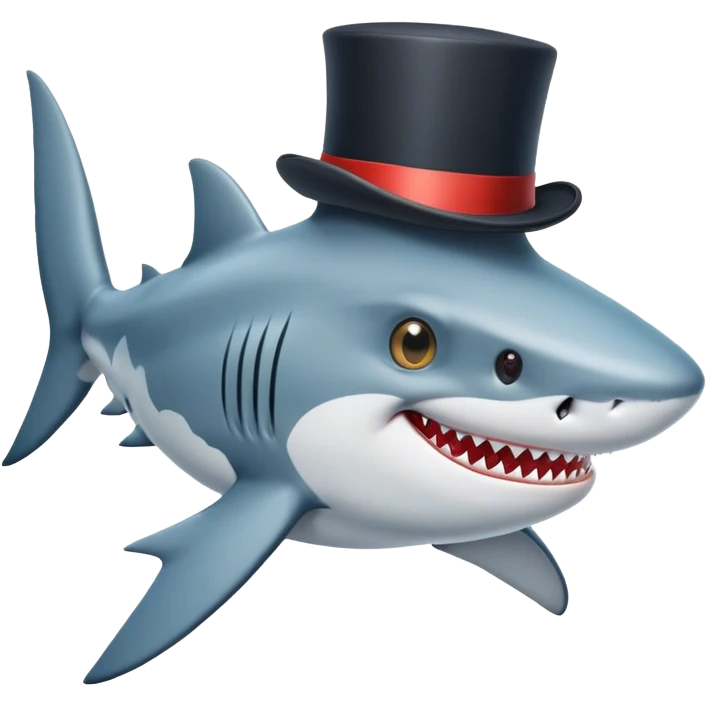 Shark with a top hat emoji