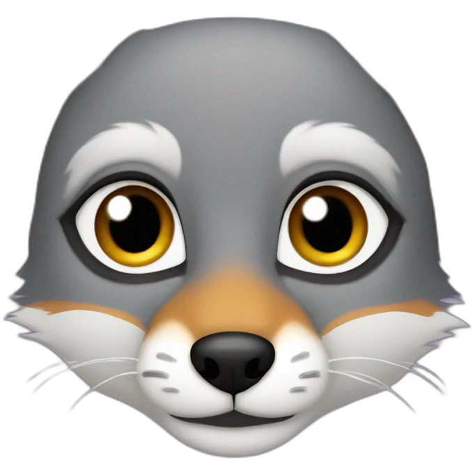 Gray fox, pirple eyes emoji