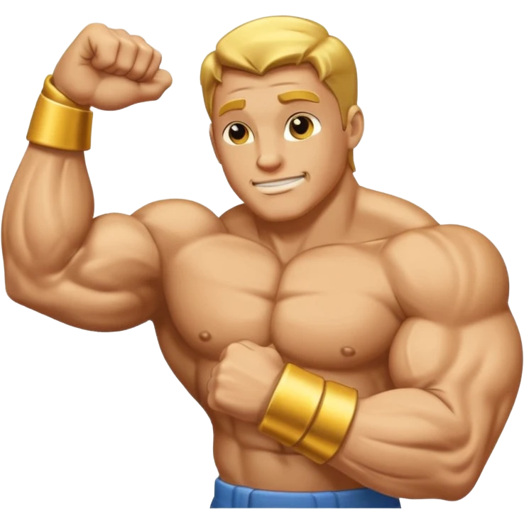 A bent arm showing a big biceps in a gold coin emoji