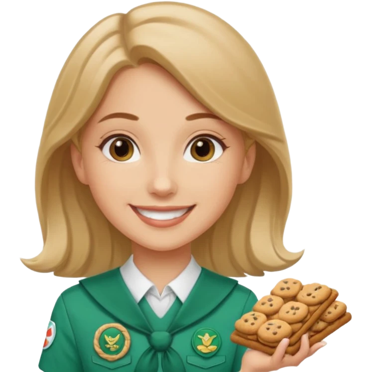 white girl scout selling cookie at Wendy’s big emoji